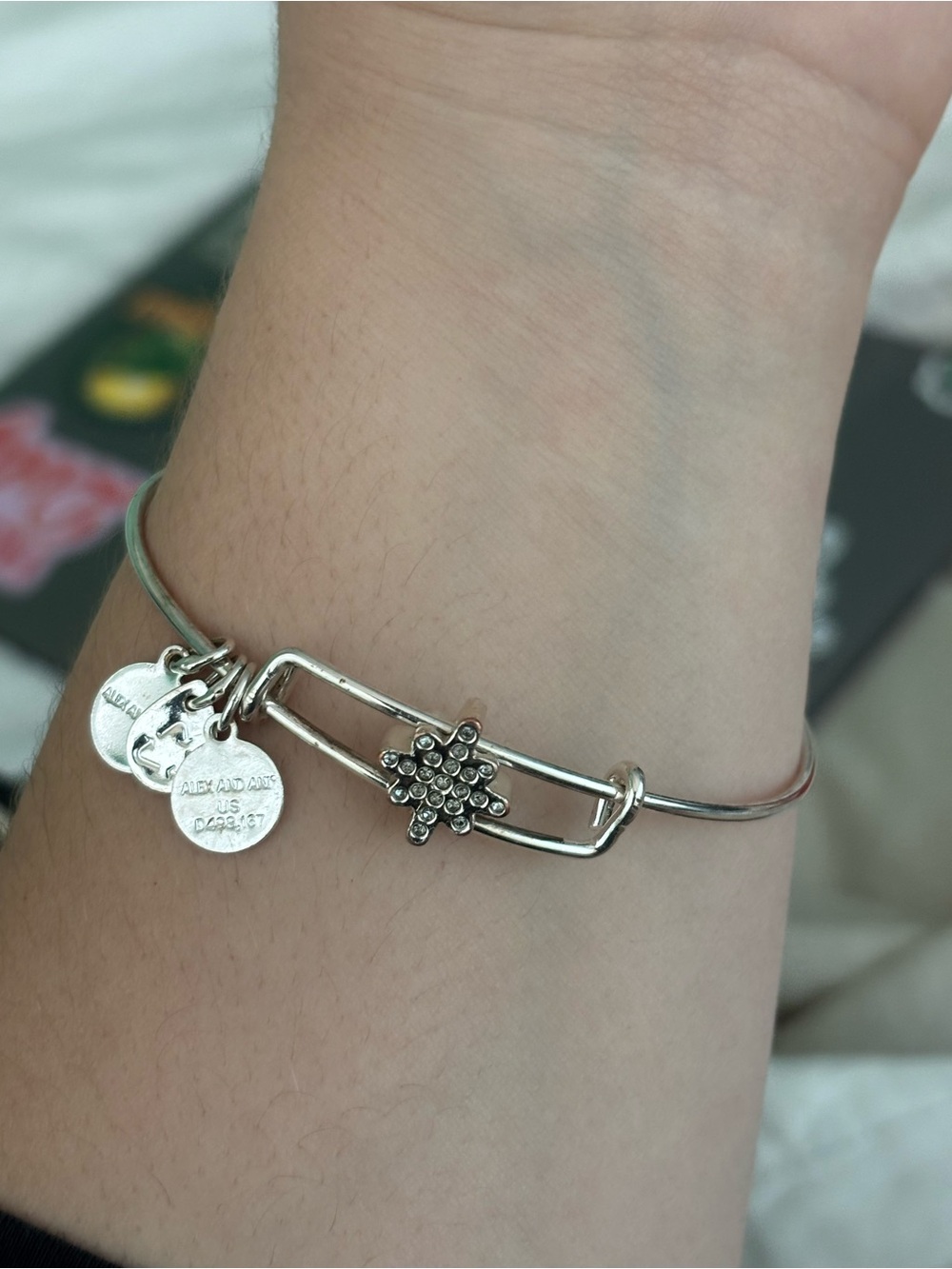 Alex and Ani Silver Tone Star Charm Expandable Bangle